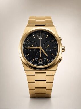 Movado Bold Quest Series Men's Gold Tone Stainless Steel Watch $895MSRP NEW!1110